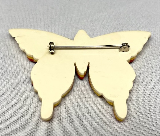 BP159 galalith laminated butterfly brooch 